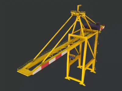 PBR Quayside Container Crane Version 1 - Yellow Red Low-poly 3D model