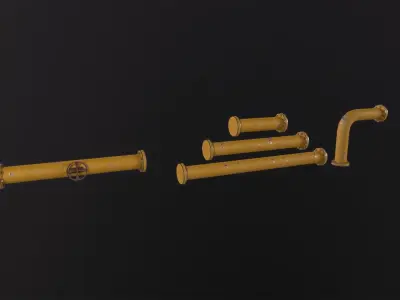Rusty Pipes 3D Model Low-poly 3D model