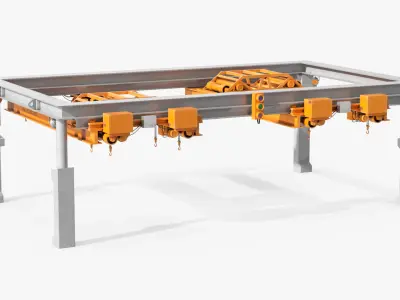Fixed Crane Beam with Electric Winches 3D model