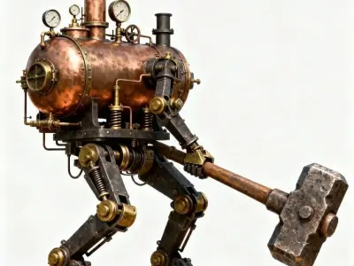 Copper Boiler Steam Walker 3D Model Low-poly 3D model