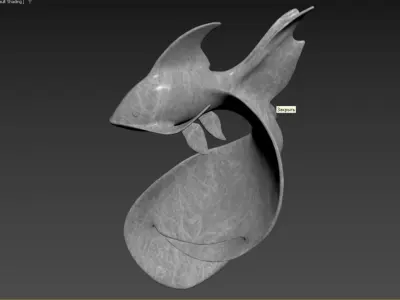 Modern Abstract Fish Sculpture 3D model