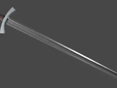 Langsax sword with Falchion handle Low-poly 3D model