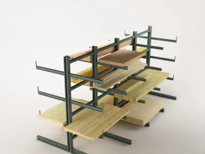 Steel Rack Storage System  01 Low-poly 3D model
