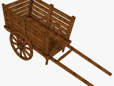 Old-School Wooden Cart Low-poly 3D model