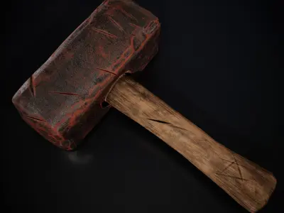 Game-Ready Blacksmith Hammer Low-poly 3D model