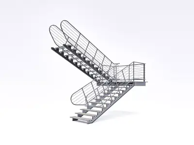 Industrial Metal Stair 01 Low-poly 3D model