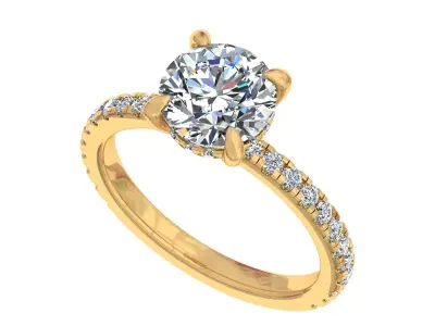 2 carat Round Stone Solitary Ring 3D print model