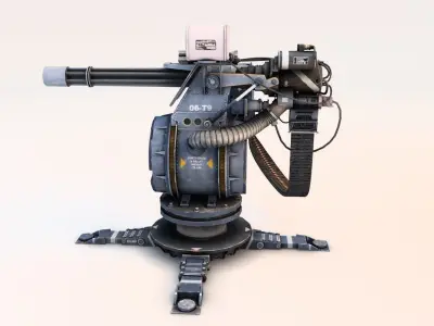 Turret Gun Optimized Low-poly 3D model