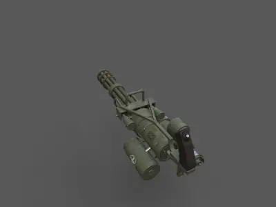 Minigun military green Low-poly 3D model