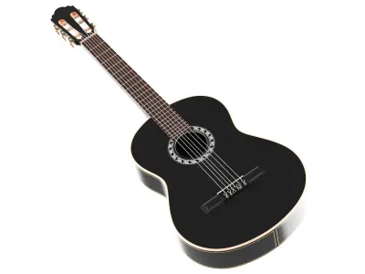 Detailed Black Acoustic Guitar 3D model