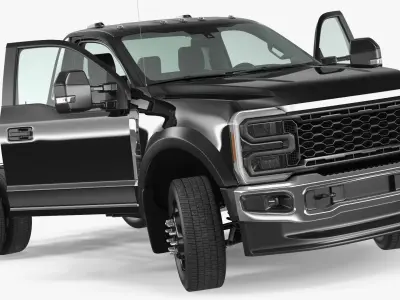 Two Doors Chassis Cab Black Rigged for Cinema 4D 3D model