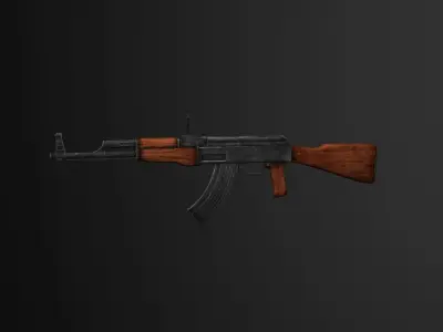 AK-47 Gun Realistic 3D Model rig Low-poly 3D model