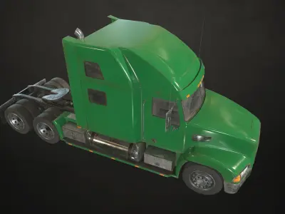 Semi Truck Tractor - Green Low-poly 3D model