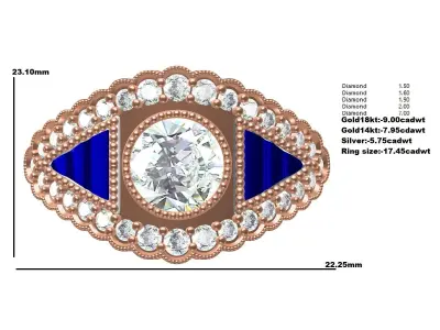 Antique Vintage Engagement ring For Men 3D print model