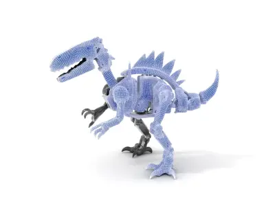 Metallic Dinosaur Robot Model Pack Low-poly 3D model