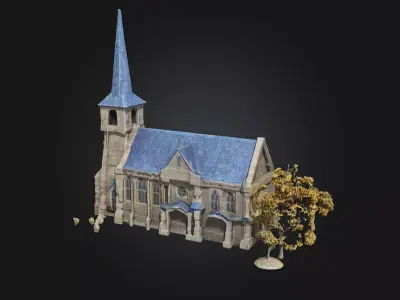 Miniature Stone Chapel  Tiny Sanctuary with Timeless Charm 3D model