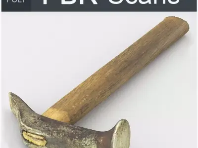 Hammer High Poly with wooden handle 3D model