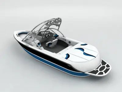Sport Ski Motor Boat Low-poly 3D model