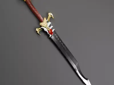 Fantasy Ornate Sword Game Ready low-poly 3d model Low-poly 3D model