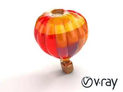 Rainbow Gradient Hot Air Balloon 3D Model Pack Low-poly 3D model