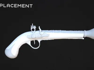 Flintlock Pistol Low-poly 3D model 9
