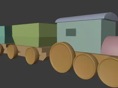 Toy Train Low-poly 3D model 2
