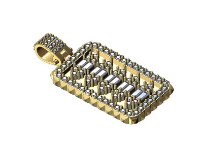 Vintag diamond and baguettes clusters pendant with bail 3D print model