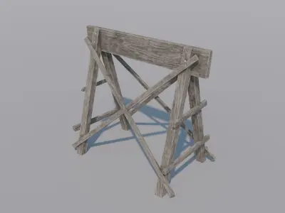 Old Wooden Scaffolding  - Game-Ready PBR Asset Low-poly 3D model