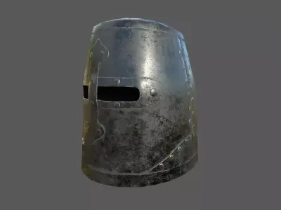 Closed knights helmet with PBR material Low-poly 3D model