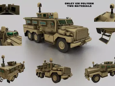 Cougar 6x6 MRAP Low-poly 3D model