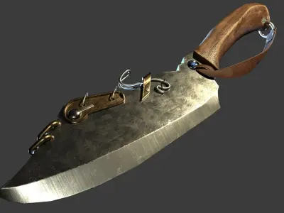 Butcher knife ready for gamedev Low-poly 3D model