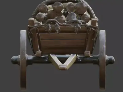 Viking Wooden Cart 3D Model v01 Low-poly 3D model