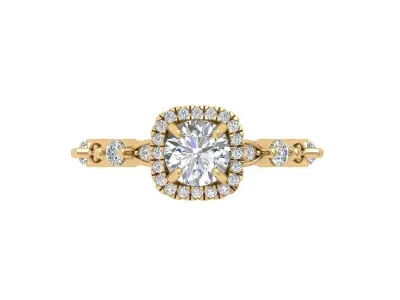 Solitaire Engagement Art Deco Ring 3D print model 58