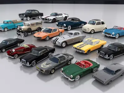 16 Classic Cars Pack 3D model