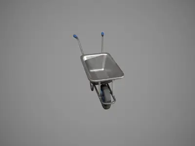 Metal-Blue Wheelbarrow Low-poly 3D model