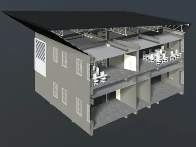 Office in section cut 3D model purchase
