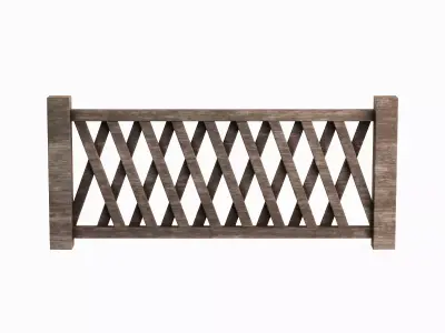 Wooden Fence B 02 Low-poly 3D model