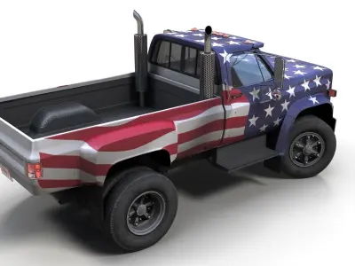 80s custom pickup truck Low-poly 3D model