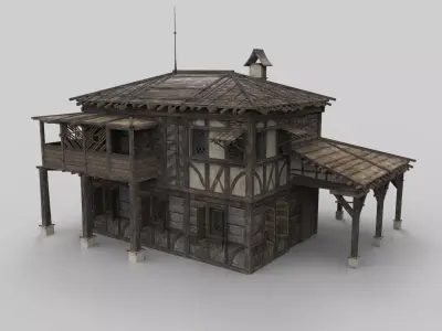 Medieval house fantasy 16  Low-poly 3D model