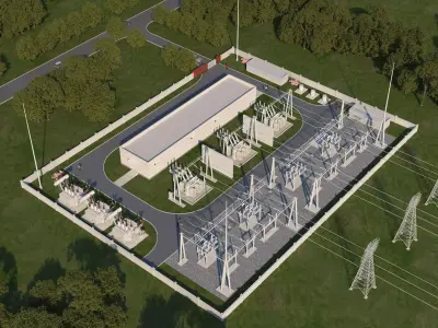 Electrical power substation 3D model buy