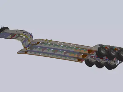 50 Tons Lowboy Semitrailer Detachable Hydraulic Neck 3D model