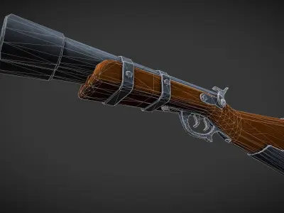 Stylized Double Barrel Shotgun Low-poly 3D model
