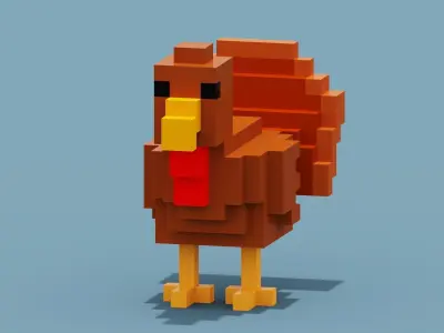 Voxel Turkey Low-poly 3D model
