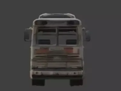 Wrecked City Bus Post Apocalyptic 3D Model Low-poly 3D model