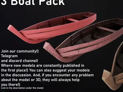 Boat pack Low-poly 3D model