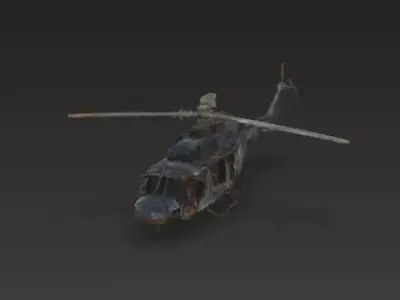 Decayed Skeletal Helicopter Wreckage 3D Model Low-poly 3D model