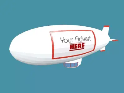 Airship hot air balloon Low-poly 3D model