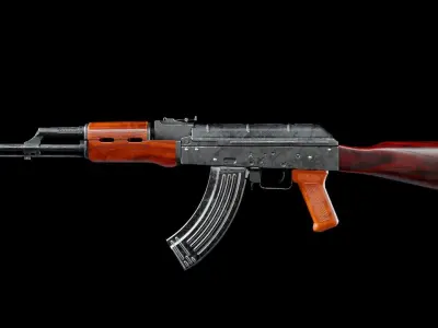 AK47 - Textured Game-Ready Low-poly 3D Model  Low-poly 3D model