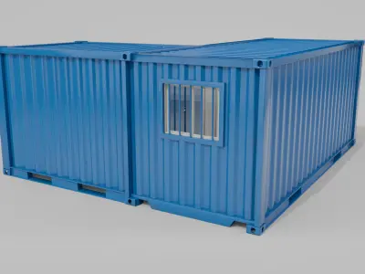 L-Shaped 20ft Shipping Container Room - Modular Corner Unit 3D model