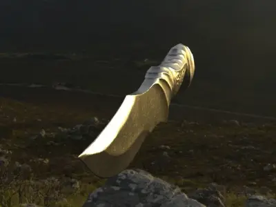 Combat Knife Low-poly 3D model 10